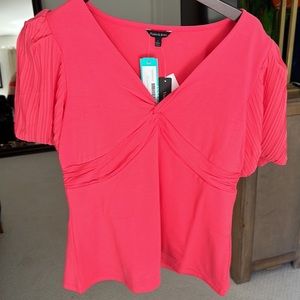 Stitch Fix Violet & Roses Namur Puff Shoulder Knit Top (L), Dark Pink